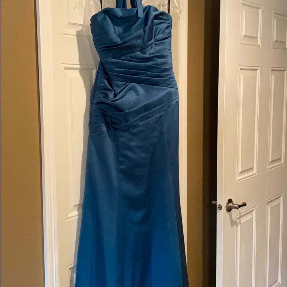Strapless, corset back dress.